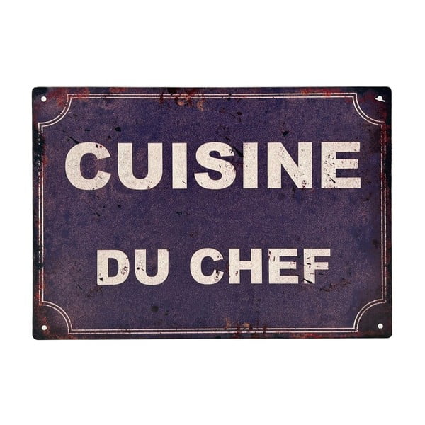 Kovinski/steklen dekorativni znak 30x21 cm Cuisine Du Chef – Antic Line