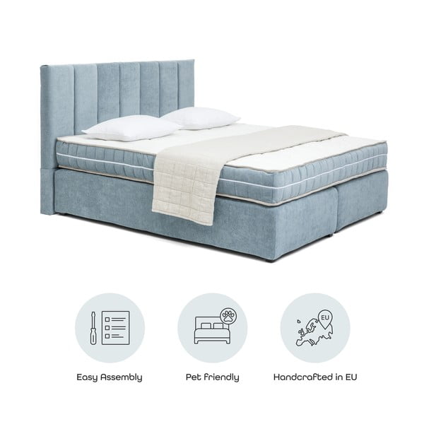 Modra boxspring postelja 160x200 cm Olia Bold Line – Bonami Selection-image-4