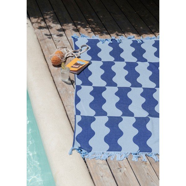 Modra bombažna brisača za na plažo 100x160 cm Nugo – noo.ma-image-3