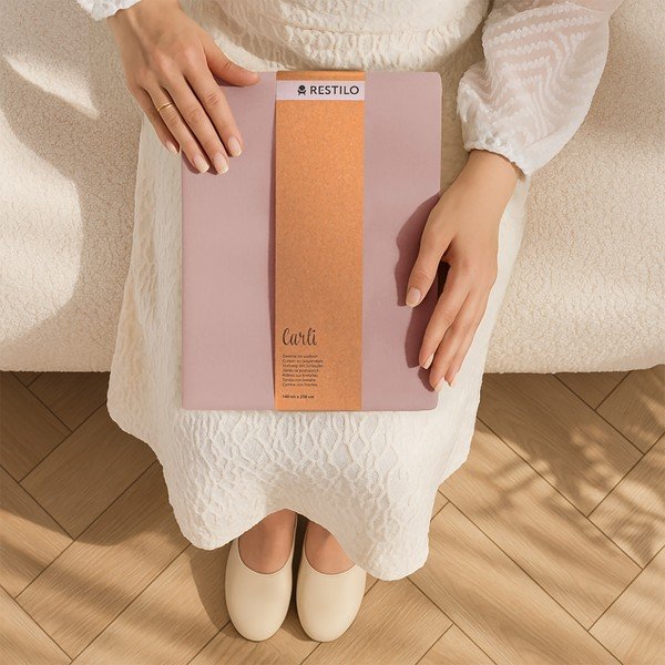 Prašno rožnata zavesa za delno zatemnitev 200x250 cm Carli – Restilo-image-4