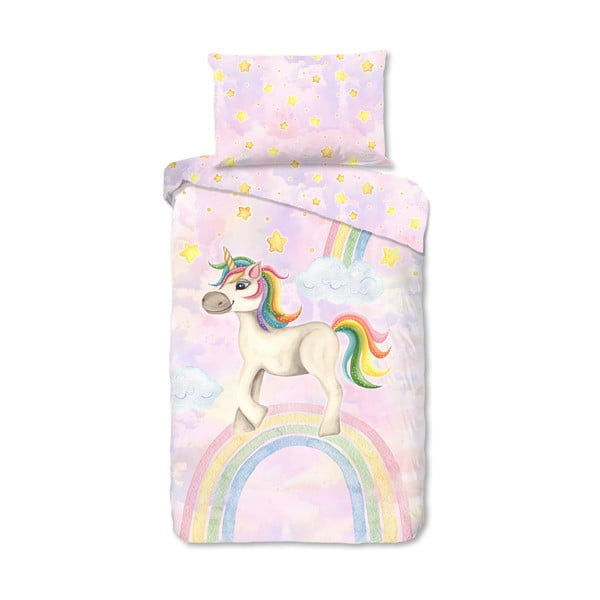 Rožnata enojna bombažna otroška posteljnina 140x200 cm Unisweet – Good Morning