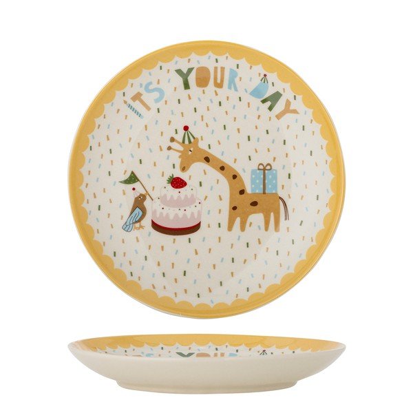 Rumen/kremno bel otroški krožnik iz kamenine ø 16 cm Celebrate – Bloomingville Mini-image-4