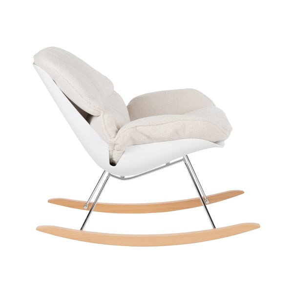 Kremno bel gugalni fotelj iz tkanine bouclé Rocky – White Label-image-3