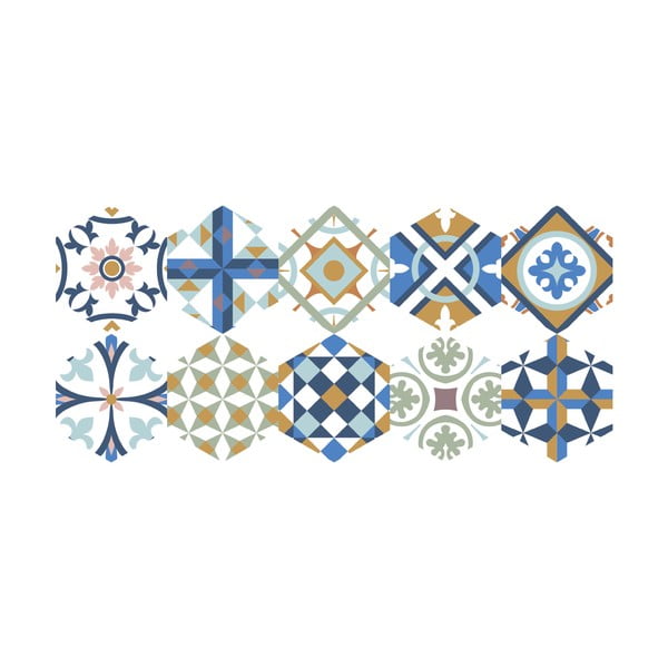 Komplet 10 talnih nalepk Ambiance Hexagons Rosamar, 20 x 18 cm