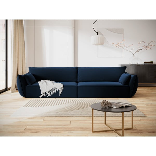 Temno modra žametna sedežna garnitura 248 cm Vanda – Mazzini Sofas-image-1