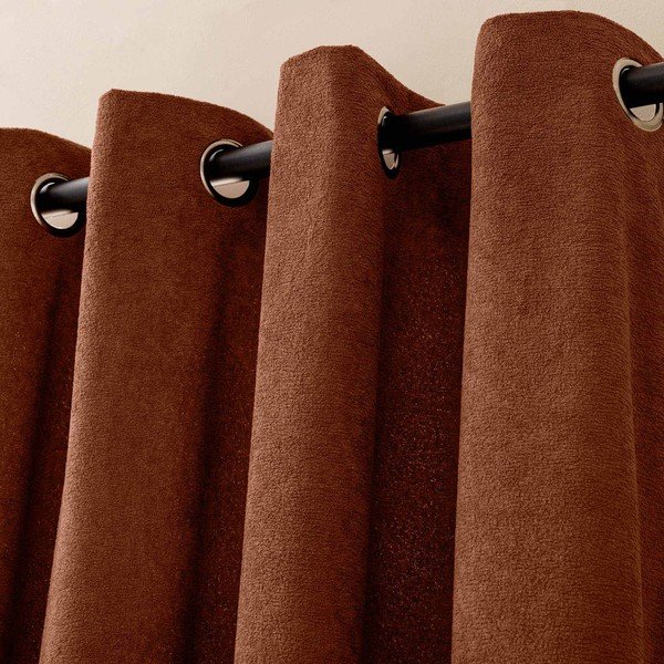 Bouclé zavesa v barvi terakote 140x260 cm Winona – douceur d'intérieur-image-2