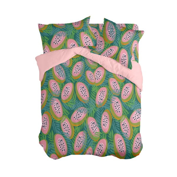Zelena/rožnata prevleka za odejo za zakonsko posteljo 200x200 cm Papaya – Aware