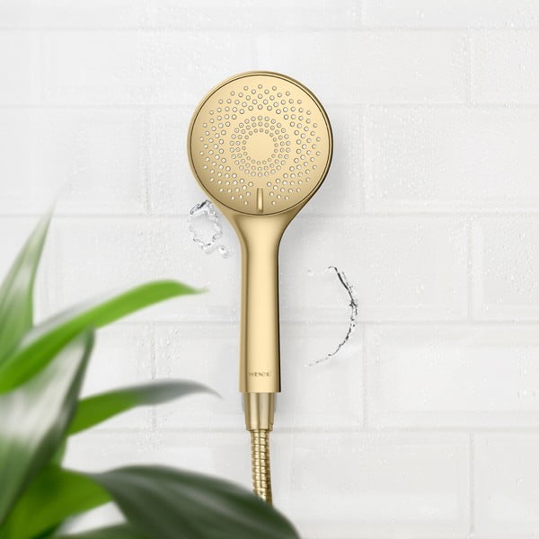 Plastična varčna tuš glava v mat zlati barvi ø 11 cm Watersaving System – Wenko-image-1