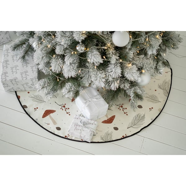 Bela pralna bombažna okrogla preproga za pod jelko z božičnim motivom ø 133 cm Toadstool – Butter Kings-image-1