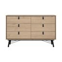 Nizka komoda v hrastovem dekorju v naravni barvi 153x95 cm Ry – Tvilum