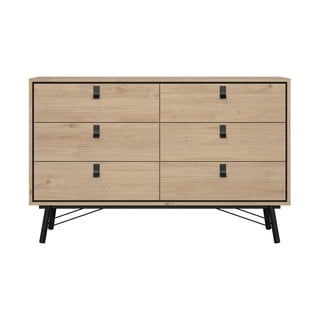 Nizka komoda v hrastovem dekorju v naravni barvi 153x95 cm Ry – Tvilum