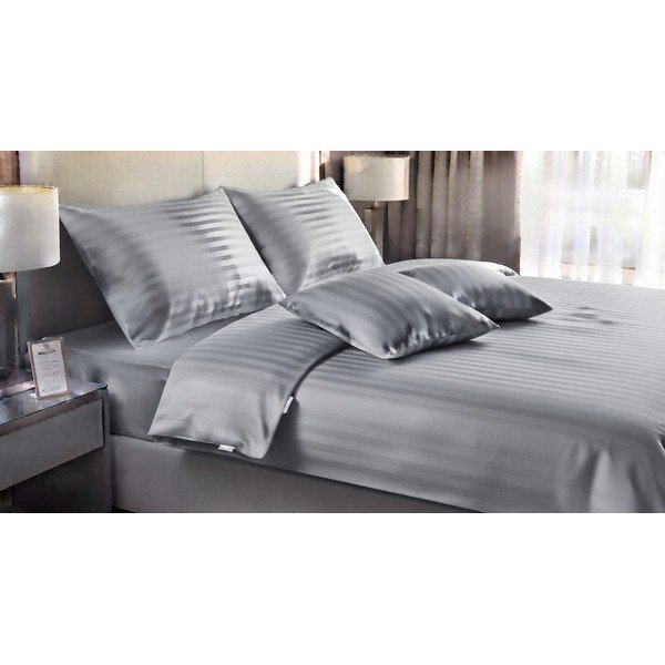 Siva enojna 3-delna posteljnina 140x200 cm Hotel stripe – JAHU collections