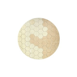 Oker rumena pralna ročno tkana bombažna okrogla preproga ø 140 cm Honeycomb Golden – Lorena Canals
