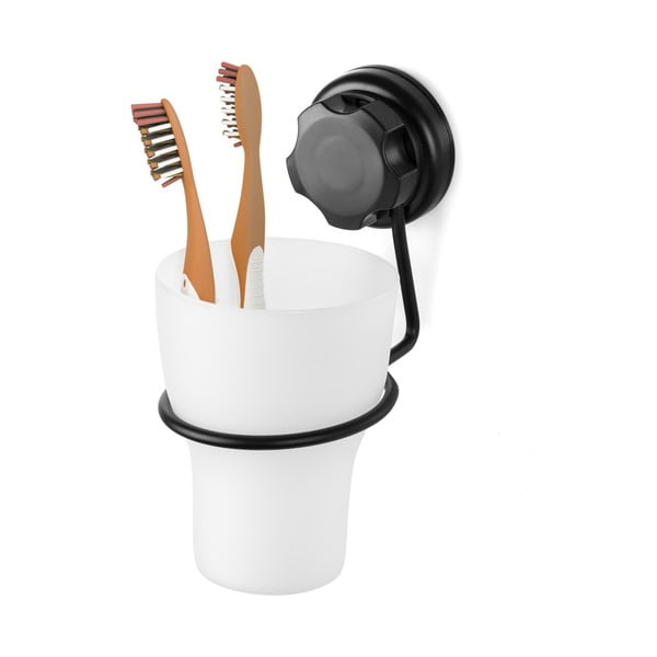 Črn kovinski lonček za zobne ščetke z namestitvijo brez vrtanja Bestlock Black – Compactor-image-4