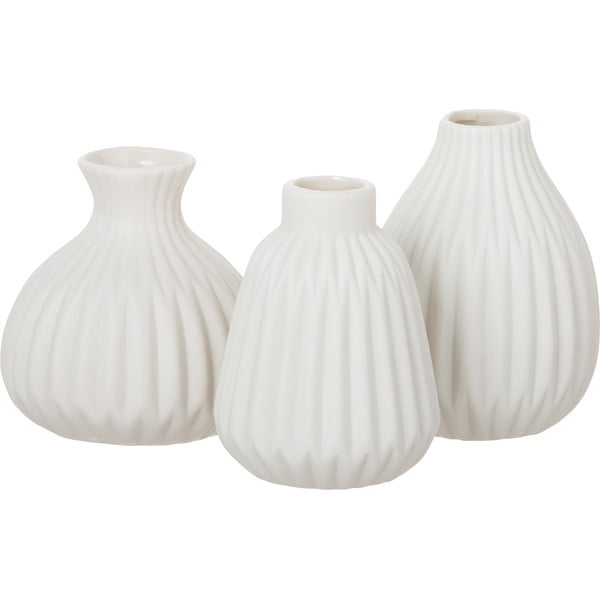 Komplet 3 belih porcelanastih vaz Westwing Collection Palo