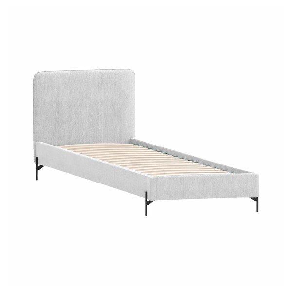 Svetlo siva oblazinjena postelja z letvenim dnom 90x200 cm Barker – Ropez