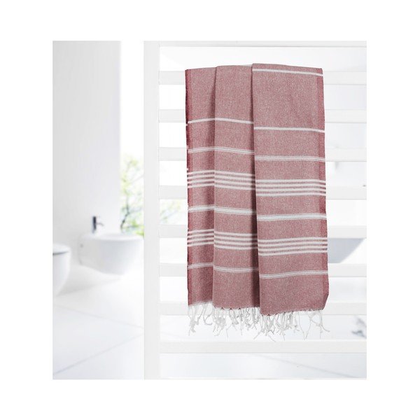 Temno rdeča brisača za hamam Kate Louise Classic, 180 x 100 cm-image-2