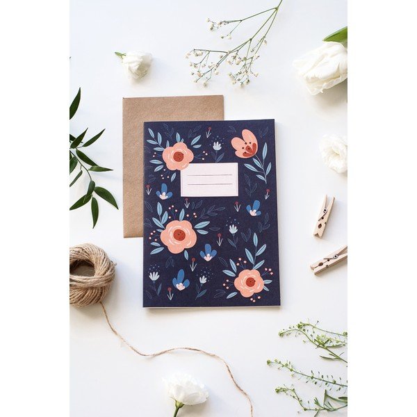 Zvezek iz recikliranega papirja brez podloge s cvetovi Printintin, 60 strani-image-1