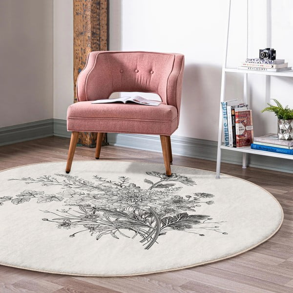 Kremno bela pralna okrogla preproga primerna za robotski sesalnik ø 80 cm Comfort – Mila Home-image-4
