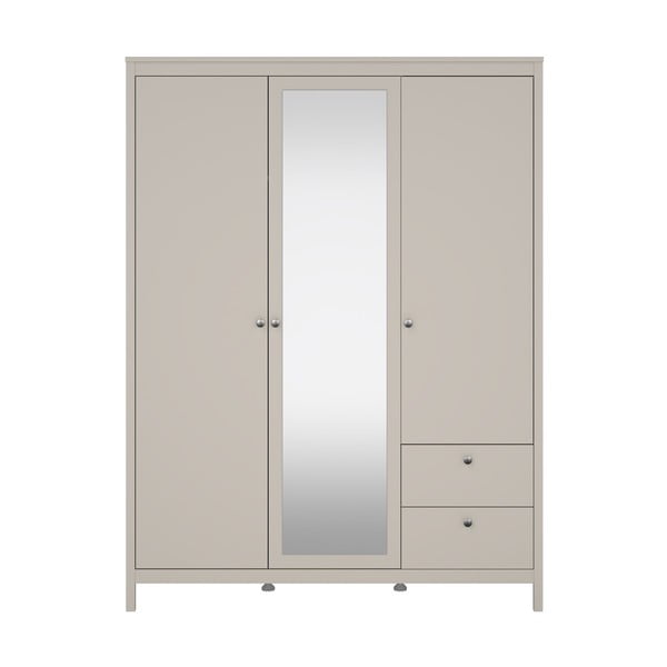 Sivo-bež garderobna omara z ogledalom 150x199x58 cm Madrid – Tvilum-image-2