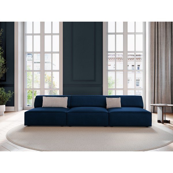 Temno modra žametna sedežna garnitura 240 cm Jodie – Micadoni Home-image-1
