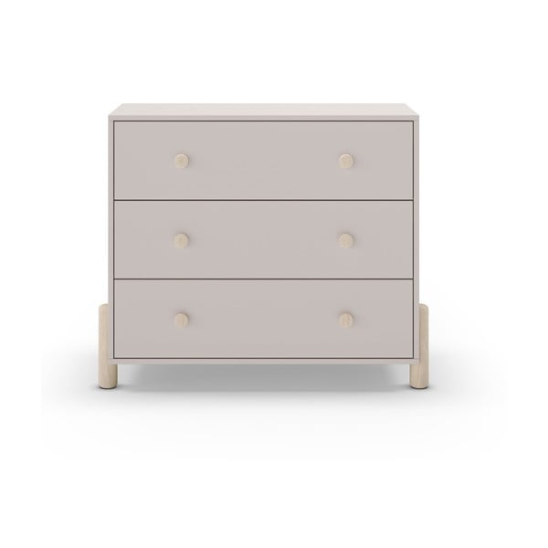 Kremno bela nizka otroška komoda iz masivnega bora 90x80 cm Enola – Marckeric