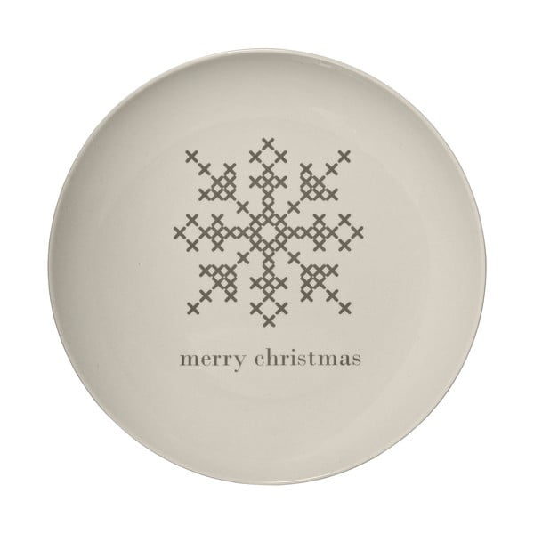 Bel keramičen krožnik Bloomingville Cross Christmas, ⌀ 25 cm