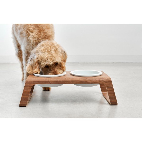 Komplet posod s podstavkom za pse Desco Ash Black Stained M – MiaCara-image-1