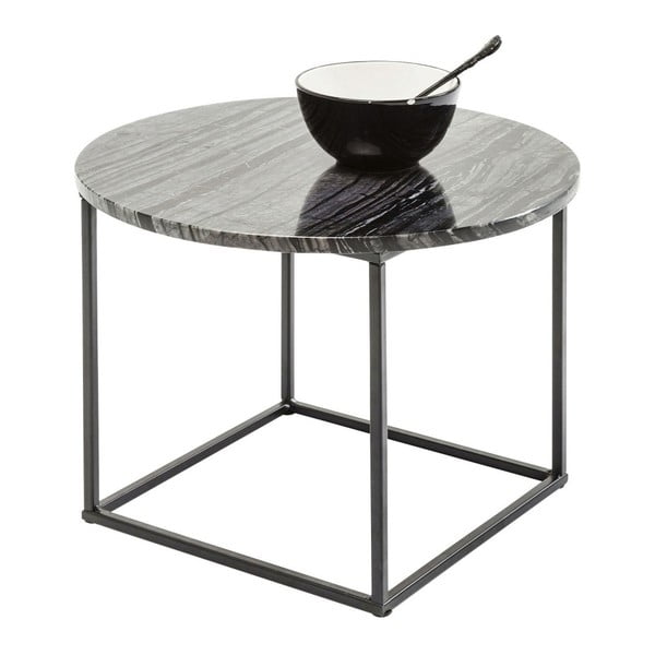 Miza za kavo iz kovinske konstrukcije s črnim marmornatim vrhom Kare Design
