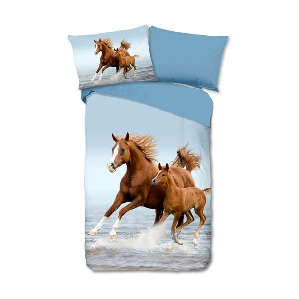 Modra enojna bombažna otroška posteljnina 140x200 cm Free – Good Morning