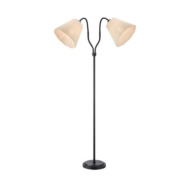 Črna/bež lanena stoječa svetilka z upogljivo konstrukcijo (višina 149 cm) Veya – Markslöjd