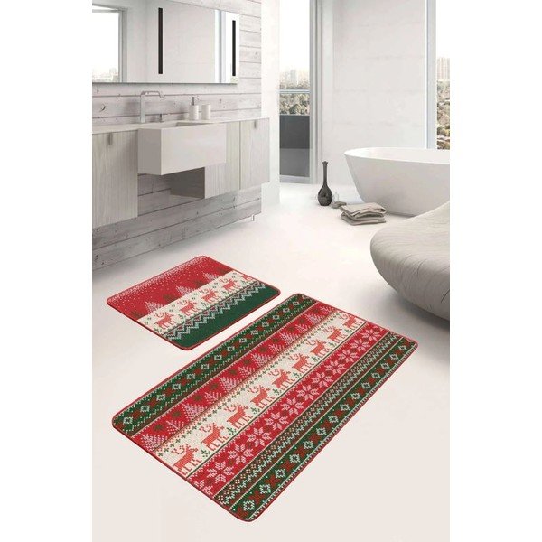 Žametne kopalniške preproge v kompletu 2 ks 60x100 cm Merry Christmas – Mila Home-image-1
