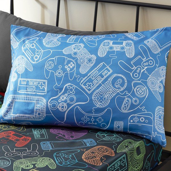 Črna enojna otroška posteljnina 135x200 cm Power Up Gamer – Catherine Lansfield-image-3
