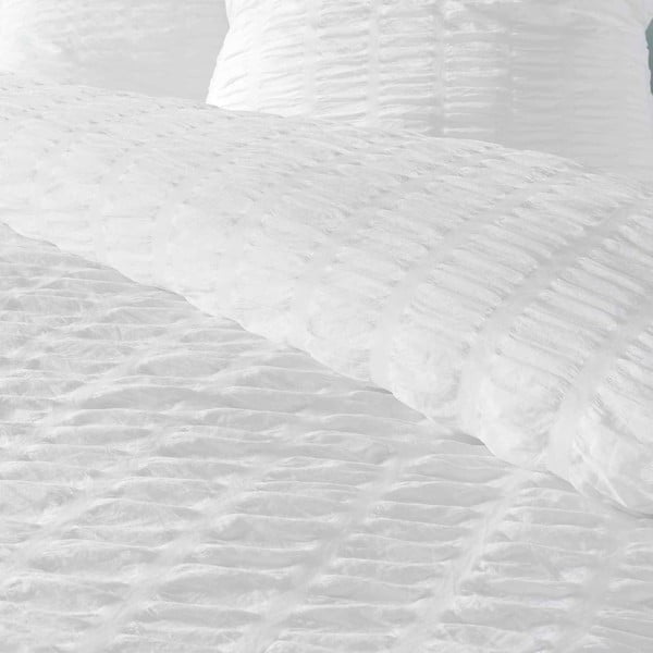Bela enojna posteljnina iz krepa 140x200 cm Plissia – douceur d'intérieur-image-2