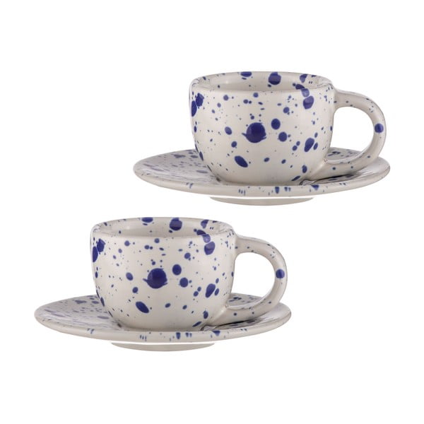 Bele/modre lončene skodelice za espresso v kompletu 2 ks 100 ml Carnival – Ladelle