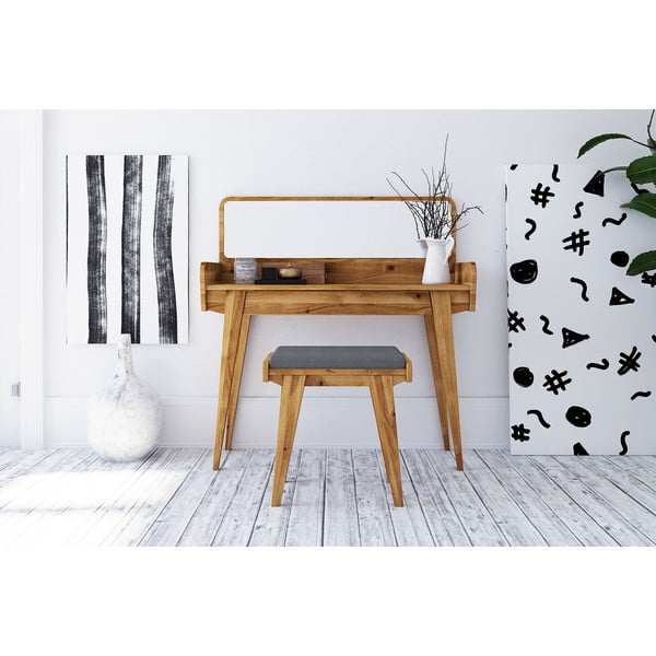 Hrastova toaletna mizica z ogledalom 110x45 cm Retro - The Beds-image-4