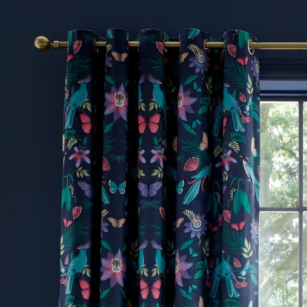 Modre zavese v kompletu 2 ks 229x229 cm Mya Tropical Floral – Catherine Lansfield
