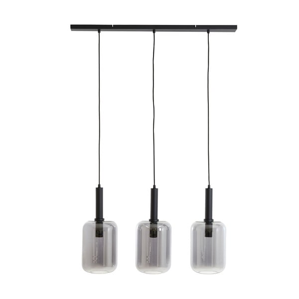 Črna stropna svetilka s steklenim senčnikom 100x22 cm Lekar - Light & Living-image-3