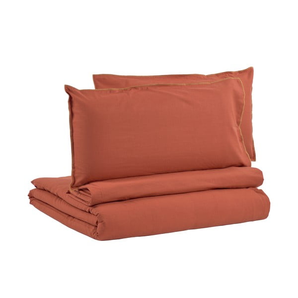 Oranžno-rjava posteljnina iz organskega bombaža z rjuho Kave Home Ibelis, 240 x 260 cm