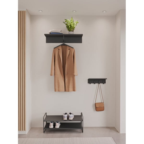 Črno jekleno stojalo za čevlje 33x33x80 cm A-Shoe – Zone-image-1