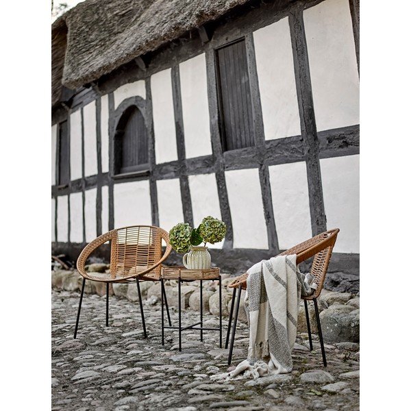 Vrtna garnitura iz umetnega ratana v naravni barvi za 2 osebi Dudine – Bloomingville-image-1