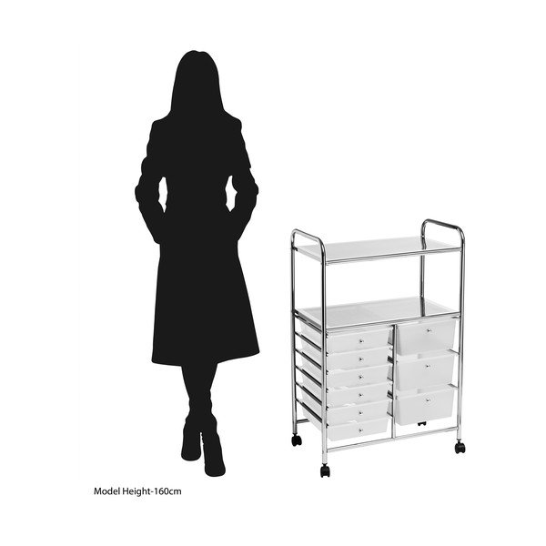 Bel/srebrn plastičen regal na koleščkih 64x97 cm – Premier Housewares-image-3