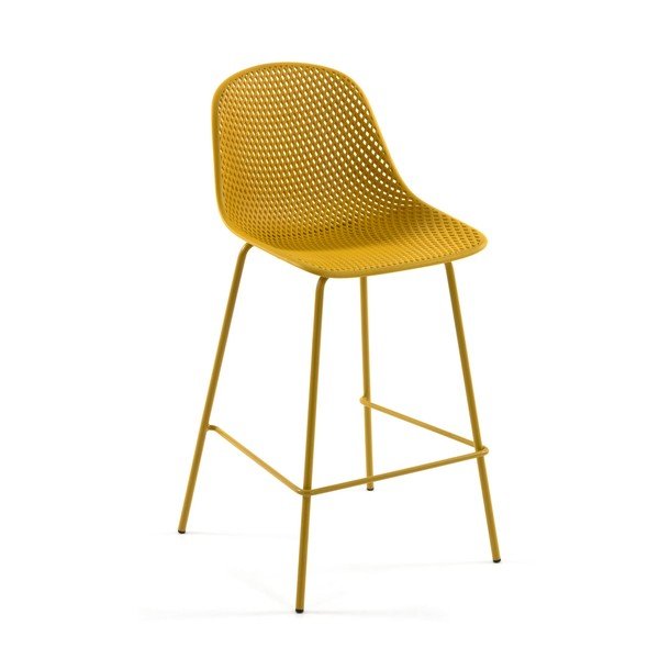 Oker rumen kovinski/plastičen vrtni barski stol Quinby – Kave Home