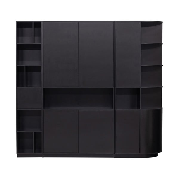 Črna modularna knjižna polica iz masivnega bora 228x210 cm Finca – WOOOD