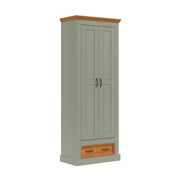 Zelena/v svetli naravni barvi garderobna omara iz masivnega bora 70x185x40 cm Selma – Støraa-image-4