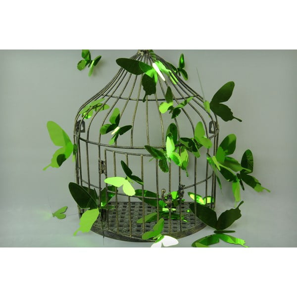 Komplet 12 3D nalepk Ambiance Butterflies Green-image-2