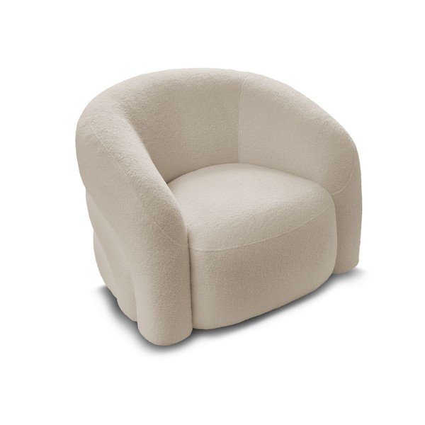 Bež vrtljiv fotelj iz tkanine bouclé Elina – Bobochic Paris-image-3