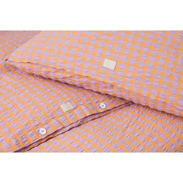Oranžna/svetlo vijolična posteljnina iz krepa 140x200 cm Bæk&Bølge – JUNA-image-4
