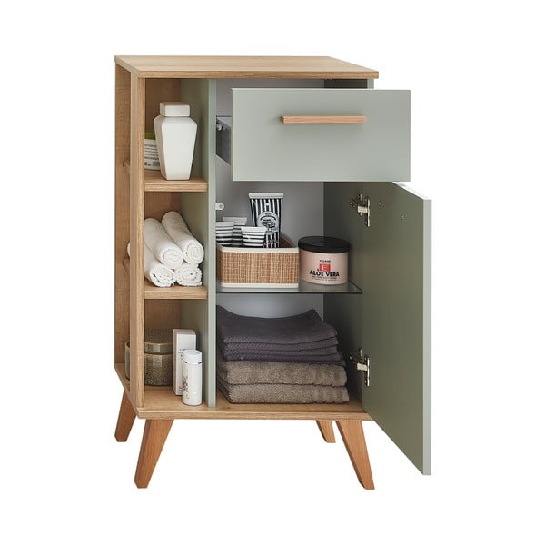 Zelena nizka kopalniška omarica iz hrastovega dekorja 51x90 cm Set 963 - Pelipal-image-4