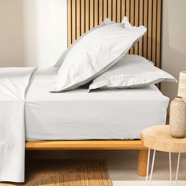 Bela napenjalna rjuha iz organskega bombaža 140x190 cm Biolina – douceur d'intérieur-image-2